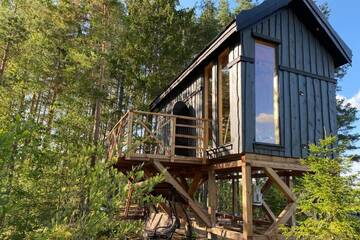 Фото номера Дом с 1 спальней Дома для отпуска Viking house in the tree! Jacuzzi, Sauna, Apkure! г. Līči 47